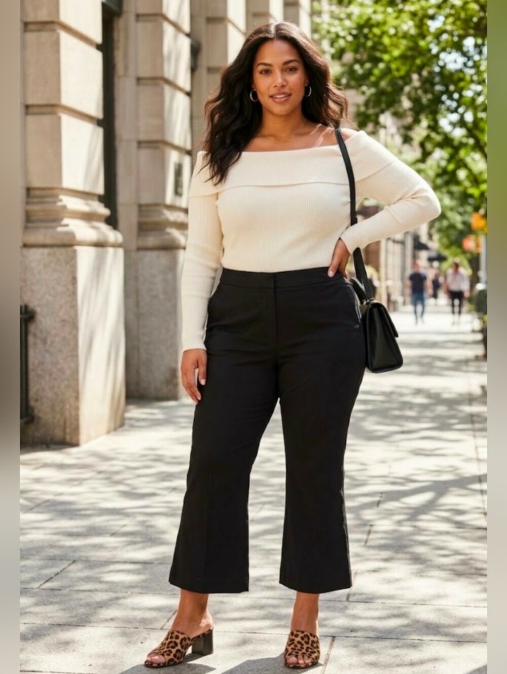 J.Crew Women’s Black Cropped Kick Flared Pants Size 18